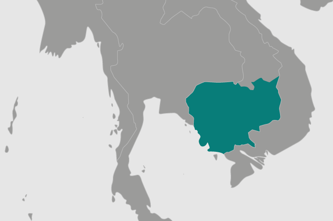 Location of Cambodia in the South East Asian region
