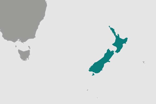 Location New Zealand in the Asian region