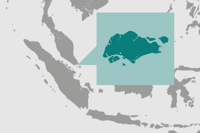 Location of city state Singapore in Asia