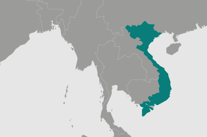 Location of Vietnam in South East Asia